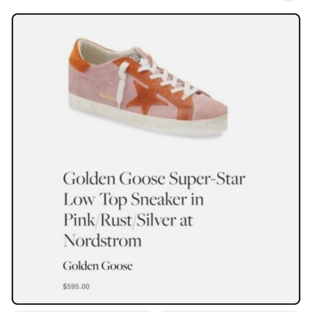 Golden Goose Super Star NWOT size 40 Pink/rust/silver